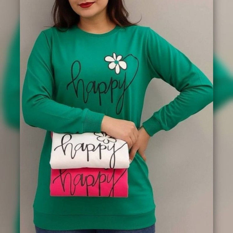 بلوز آستین بلند چاپ گل Happy
