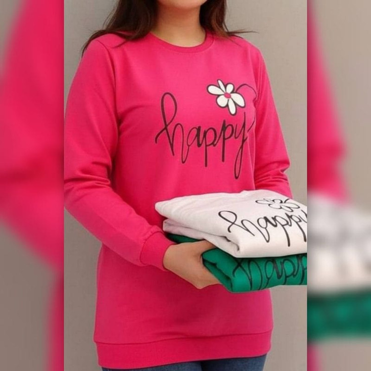 بلوز آستین بلند چاپ گل Happy