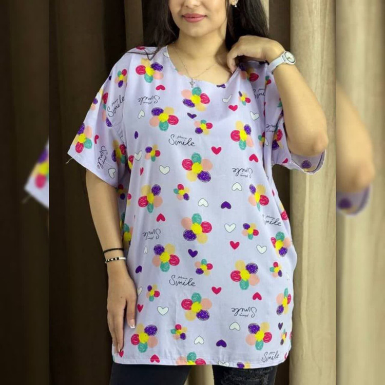 تیشرت زنانه تایلندی بیگ سایز طرح دار