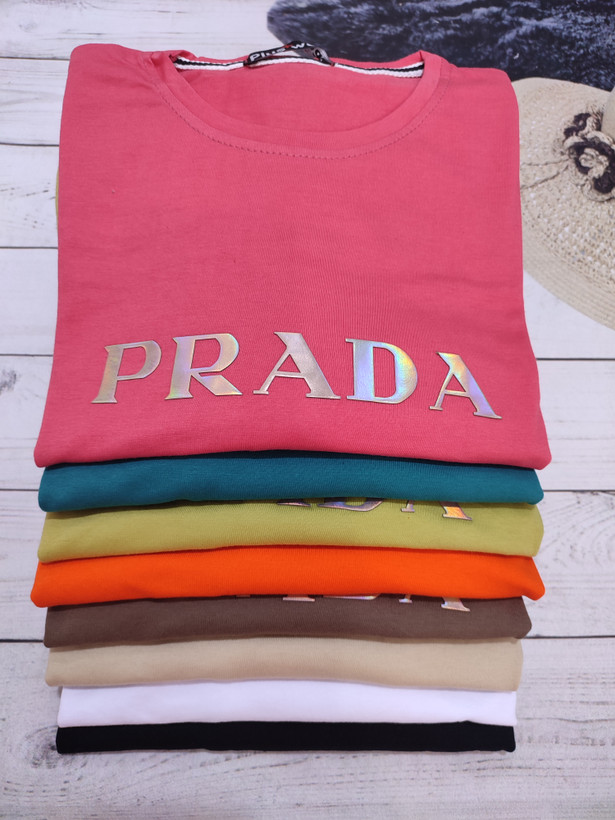 تیشرت باکسی زنانه چاپ برجسته PRADA
