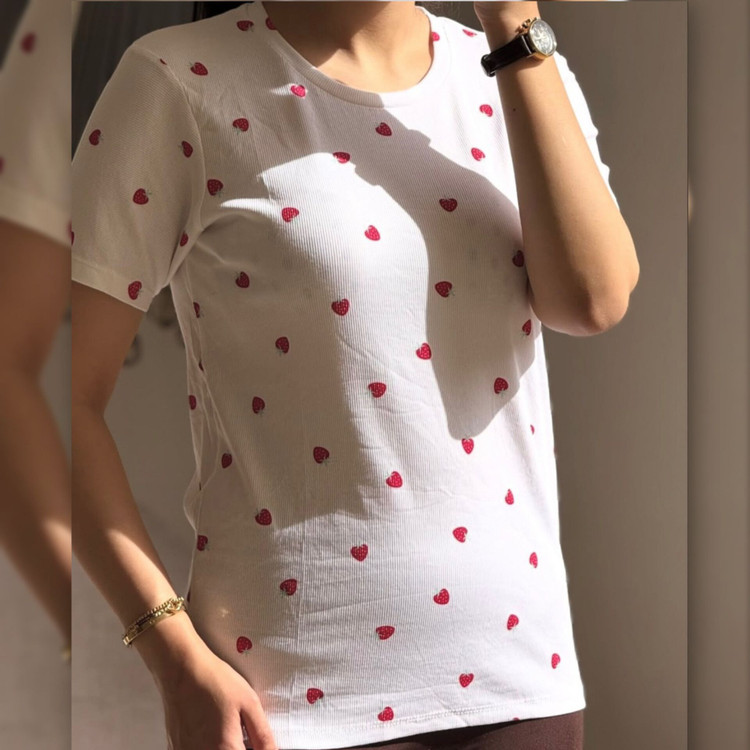 تیشرت یقه گرد واراتی برند H&M