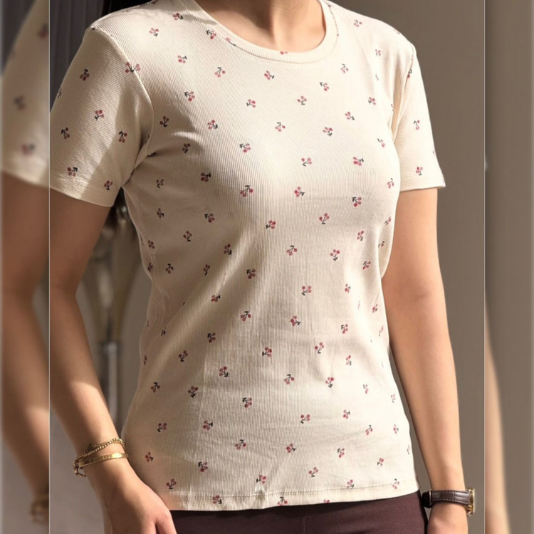 تیشرت یقه گرد واراتی برند H&M