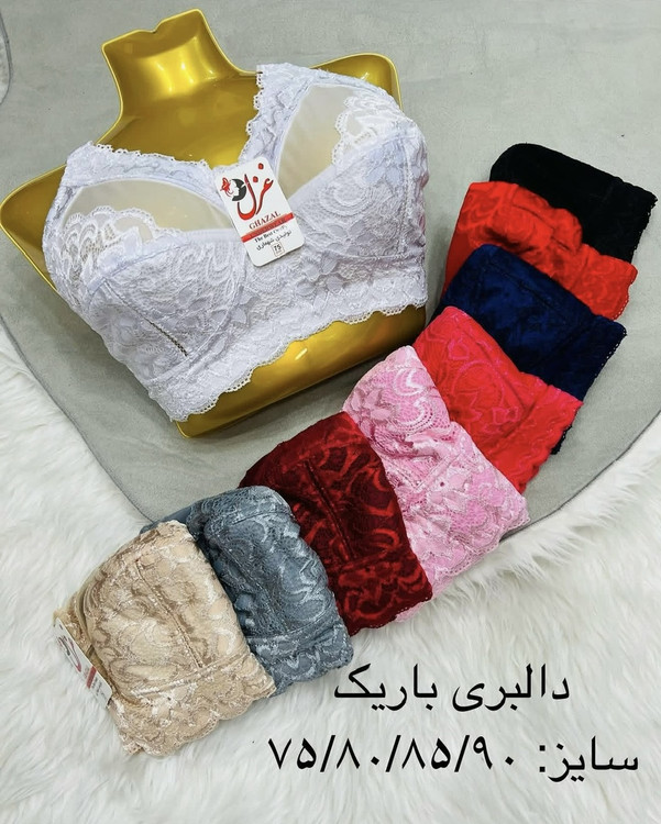 سوتین دانتل دالبری باریک بالا شیشه ای زیرنخ بدون فنر